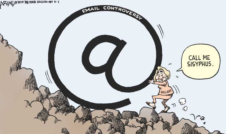 Political/Editorial Cartoon by Robert Ariail on Clinton Trailing in New Hamphire