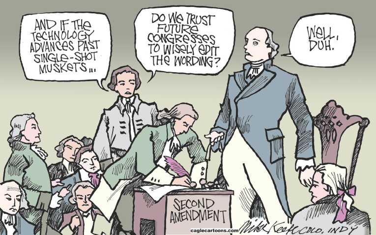 Political/Editorial Cartoon by Mike Keefe, Denver Post on Gun Violence Continues