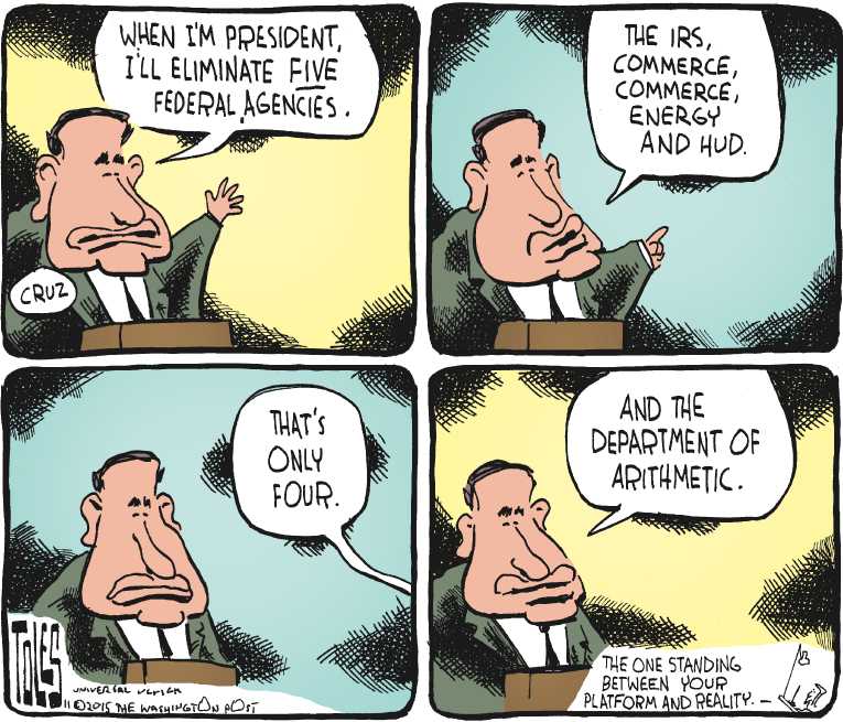 Political/Editorial Cartoon by Tom Toles, Washington Post on Trump, Carson Remain on Top