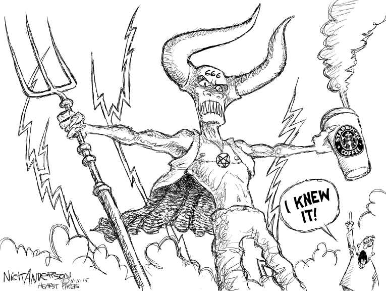 Political/Editorial Cartoon by Nick Anderson, Houston Chronicle on Christians Seeing Red