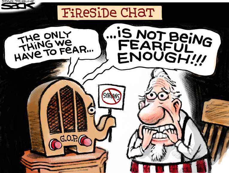 Political/Editorial Cartoon by Steve Sack, Minneapolis Star Tribune on GOP Uses Attack Against President