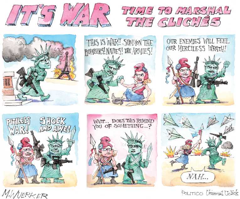 Political/Editorial Cartoon by Matt Wuerker, Politico on Terror Strikes Paris