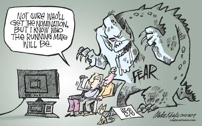 Political/Editorial Cartoon by Mike Keefe, Denver Post on Trump Widens Lead