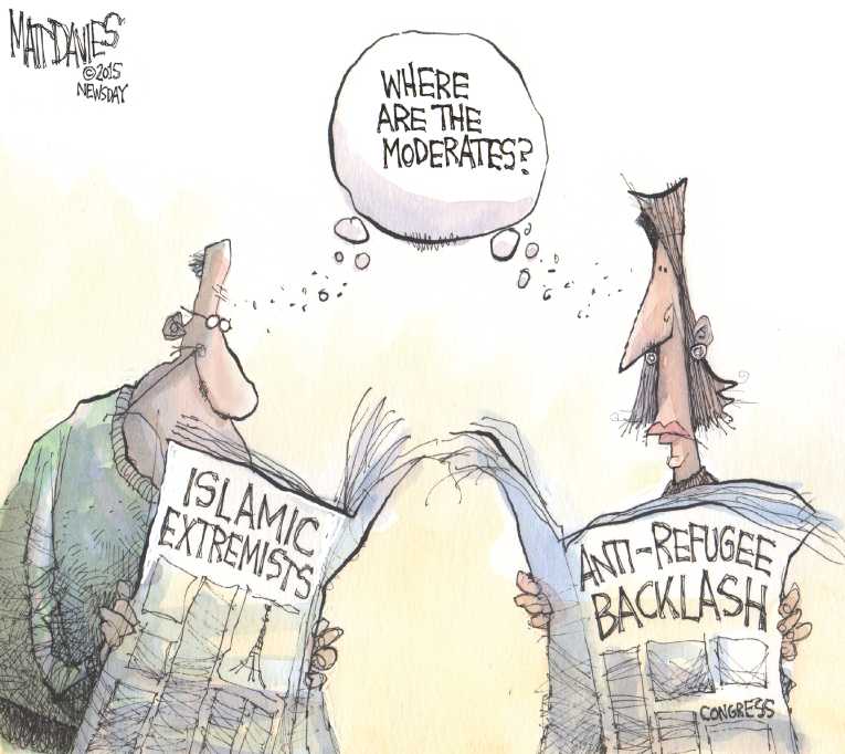 Political/Editorial Cartoon by Matt Davies, Journal News on Refugee Crisis Worsens