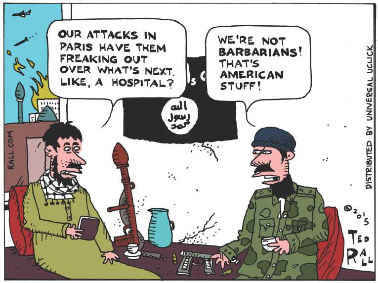 Political/Editorial Cartoon by Ted Rall on Refugee Crisis Worsens
