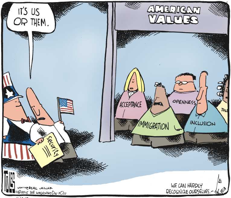 Political/Editorial Cartoon by Tom Toles, Washington Post on Refugee Crisis Worsens