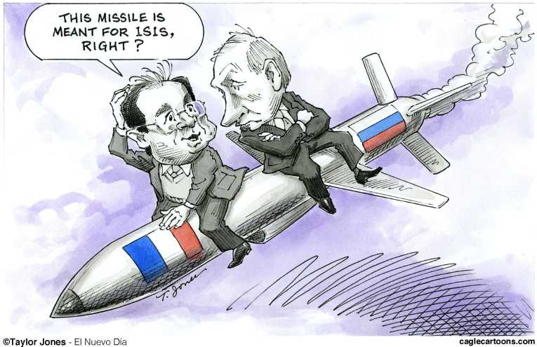 Political/Editorial Cartoon by Taylor Jones, Tribune Media Services on France Strikes ISIS