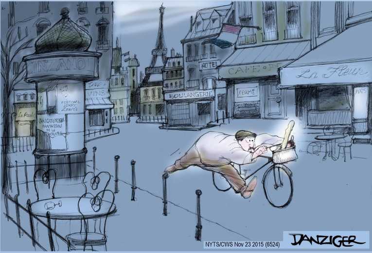 Political/Editorial Cartoon by Jeff Danziger, CWS/CartoonArts Intl. on France Strikes ISIS