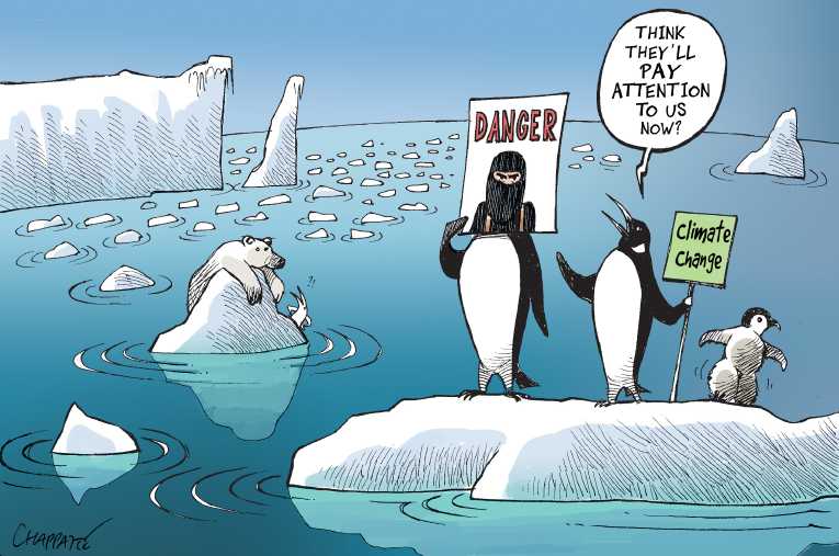 Political/Editorial Cartoon by Patrick Chappatte, International Herald Tribune on World’s Leaders Discuss Climate