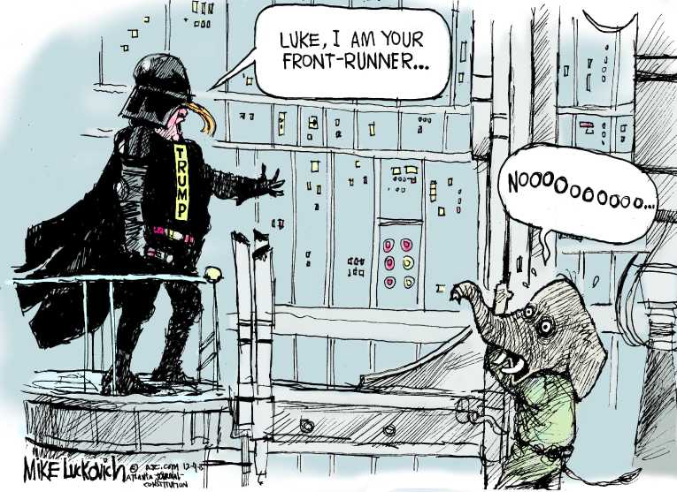 Political/Editorial Cartoon by Mike Luckovich, Atlanta Journal-Constitution on Trump Widens Lead