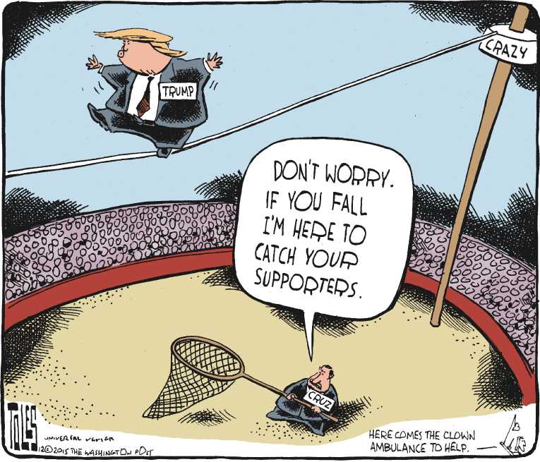 Political/Editorial Cartoon by Tom Toles, Washington Post on Trump Widens Lead