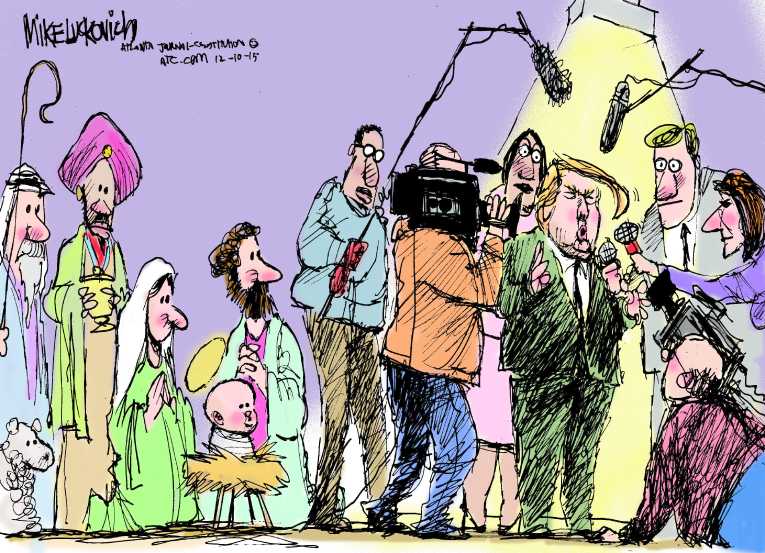 Political/Editorial Cartoon by Mike Luckovich, Atlanta Journal-Constitution on Trump Widens Lead