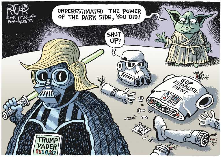 Political/Editorial Cartoon by Rob Rogers, The Pittsburgh Post-Gazette on Trump Widens Lead