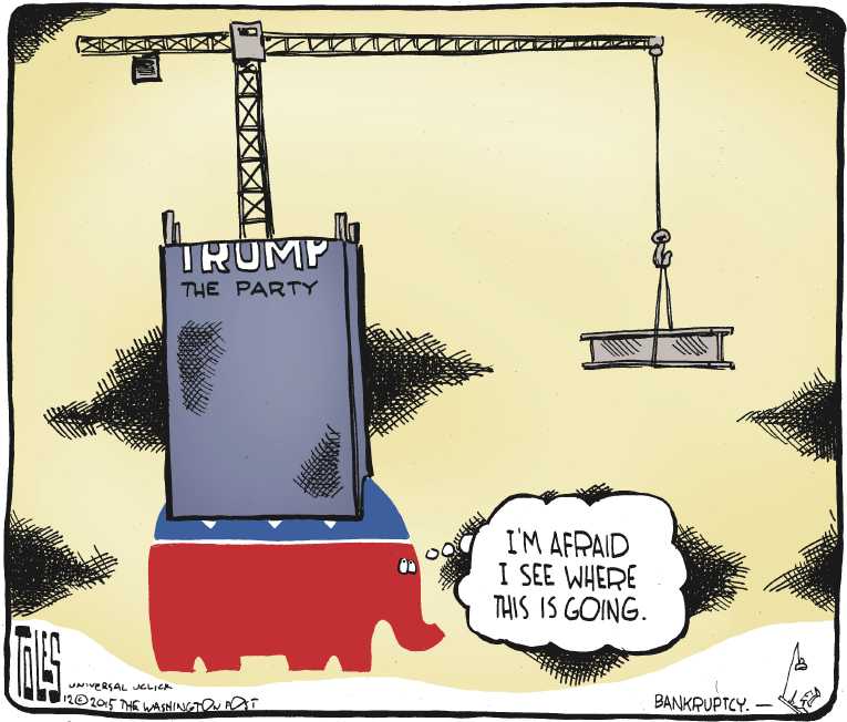 Political/Editorial Cartoon by Tom Toles, Washington Post on Republican Debate Impressive