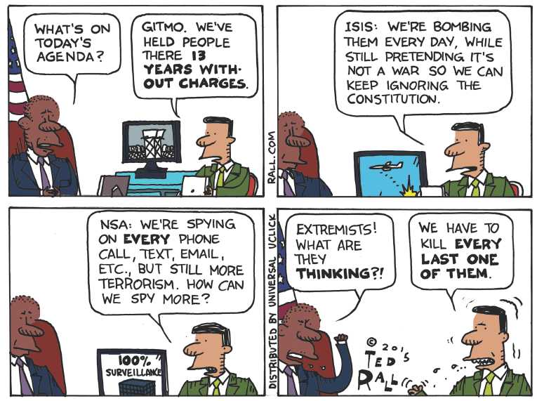 Political/Editorial Cartoon by Ted Rall on Refugee Debate Rages