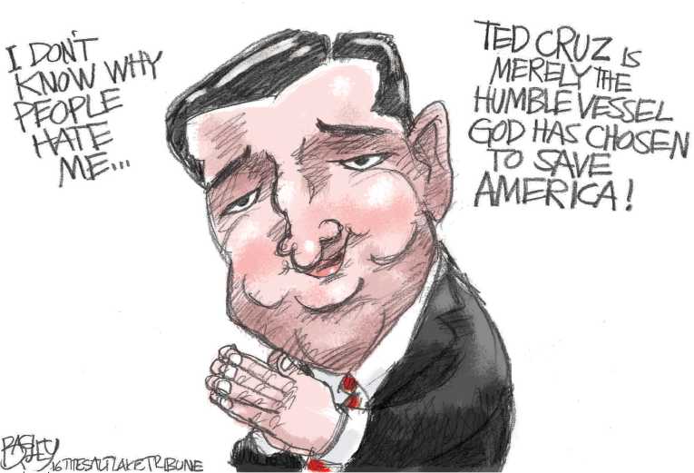 Political/Editorial Cartoon by Pat Bagley, Salt Lake Tribune on Palin Endorses Trump