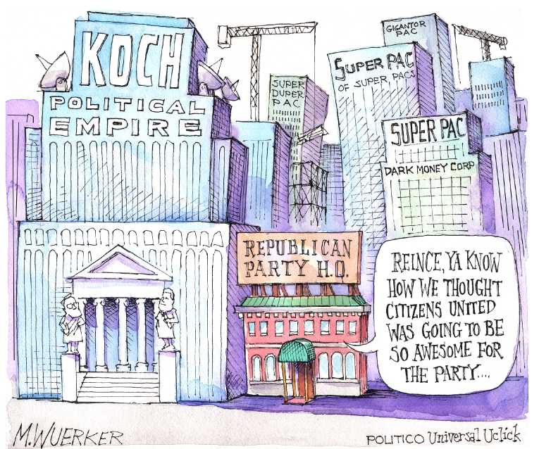 Political/Editorial Cartoon by Matt Wuerker, Politico on Palin Endorses Trump