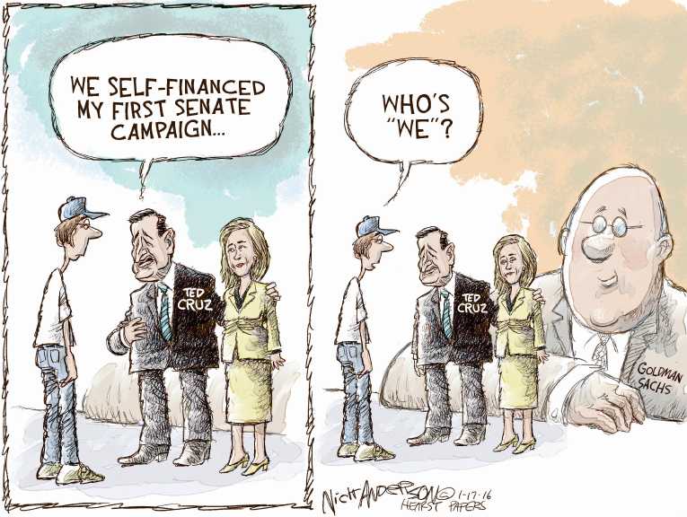 Political/Editorial Cartoon by Nick Anderson, Houston Chronicle on Palin Endorses Trump