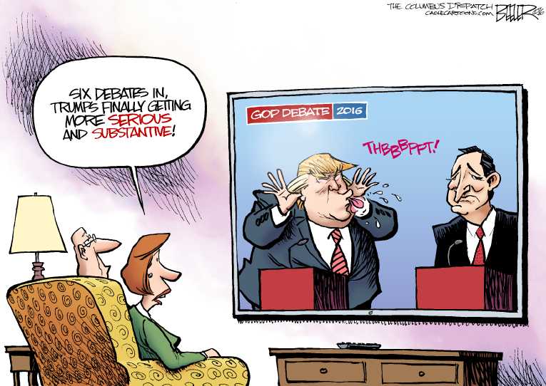 Political/Editorial Cartoon by Nate Beeler, Washington Examiner on Palin Endorses Trump