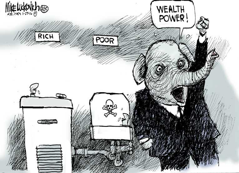 Political/Editorial Cartoon by Mike Luckovich, Atlanta Journal-Constitution on Flint Residents Poisoned
