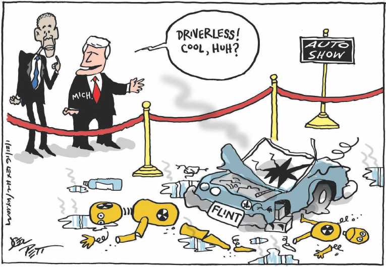 Political/Editorial Cartoon by Joel Pett, Lexington Herald-Leader, CWS/CartoonArts Intl. on Flint Residents Poisoned