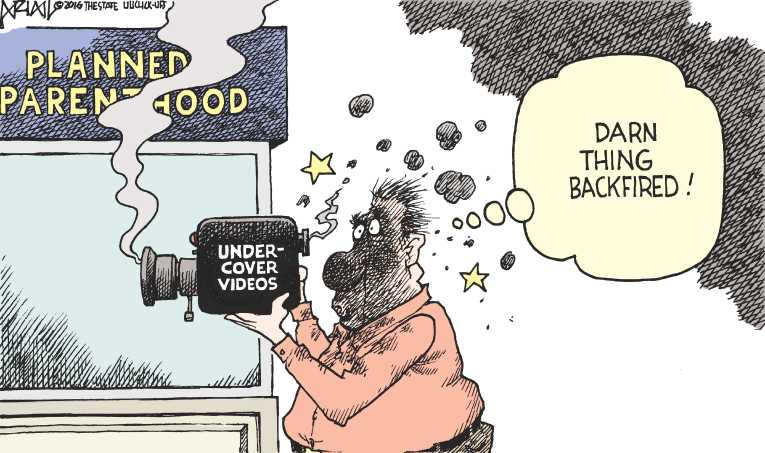 Political/Editorial Cartoon by Robert Ariail on Charges Filed in Video Caper