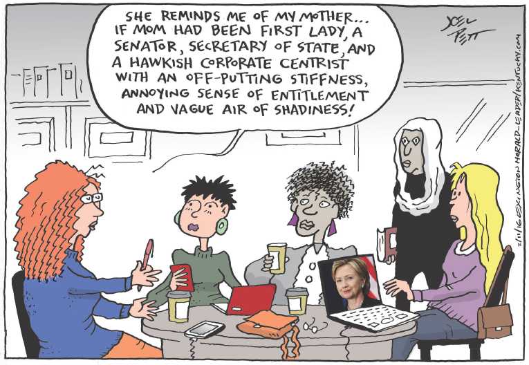 Political/Editorial Cartoon by Joel Pett, Lexington Herald-Leader, CWS/CartoonArts Intl. on Hillary Feeling the Bern