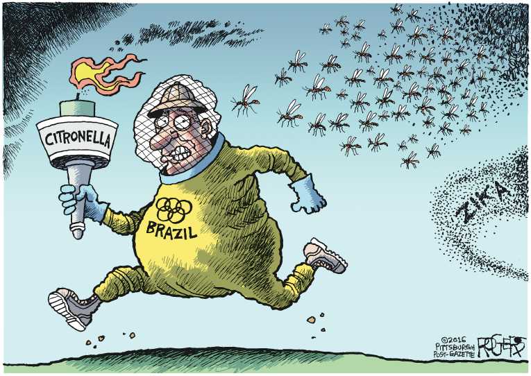 Political/Editorial Cartoon by Rob Rogers, The Pittsburgh Post-Gazette on New Risk for Olympics