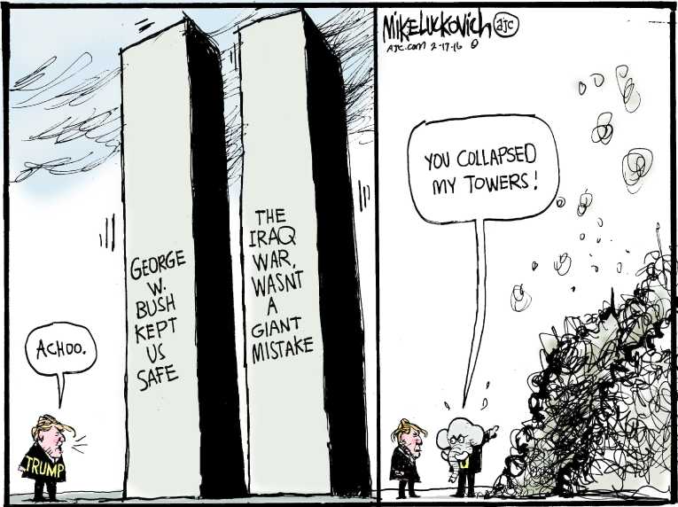 Political/Editorial Cartoon by Mike Luckovich, Atlanta Journal-Constitution on Trump States the Obvious