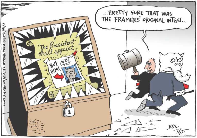 Political/Editorial Cartoon by Joel Pett, Lexington Herald-Leader, CWS/CartoonArts Intl. on Scalia Dead