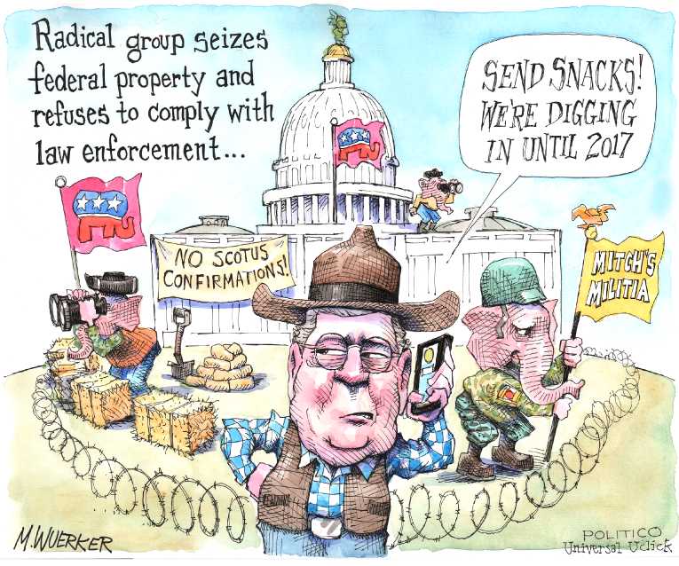 Political/Editorial Cartoon by Matt Wuerker, Politico on Republicans Obstruct Supreme Court