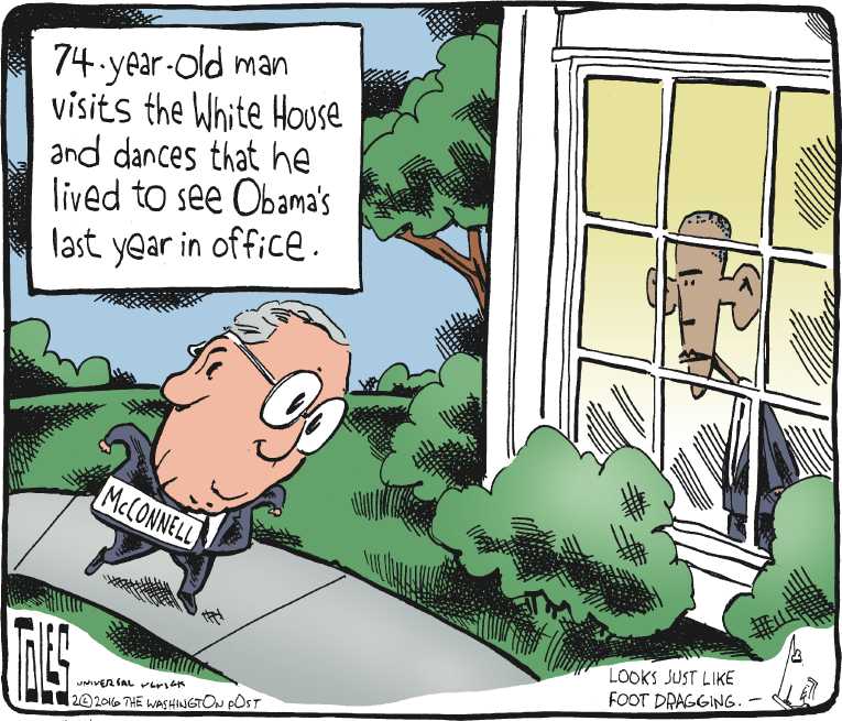 Political/Editorial Cartoon by Tom Toles, Washington Post on Republicans Obstruct Supreme Court