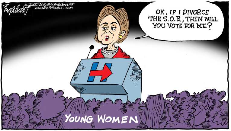 Political/Editorial Cartoon by Bob Englehart, Hartford Courant on Democratic Establishment Terrified