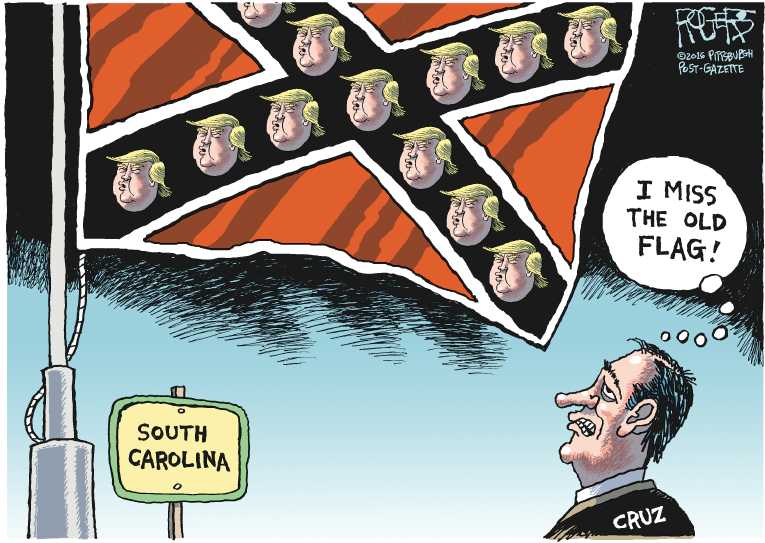 Political/Editorial Cartoon by Rob Rogers, The Pittsburgh Post-Gazette on Trump Takes S.C. and Nevada