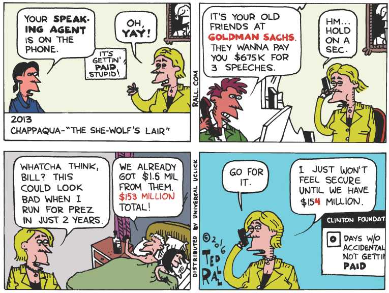 Political/Editorial Cartoon by Ted Rall on Clinton Sweeps South
