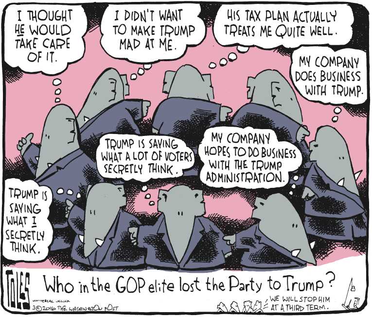 Political/Editorial Cartoon by Tom Toles, Washington Post on Trump Wins Super Tuesday
