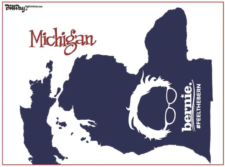 Political/Editorial Cartoon by Bill Day, Cagle Cartoons on Sanders Wins Michigan