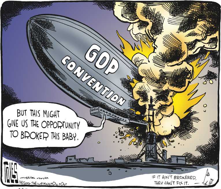 Political/Editorial Cartoon by Tom Toles, Washington Post on GOP Aims at Trump