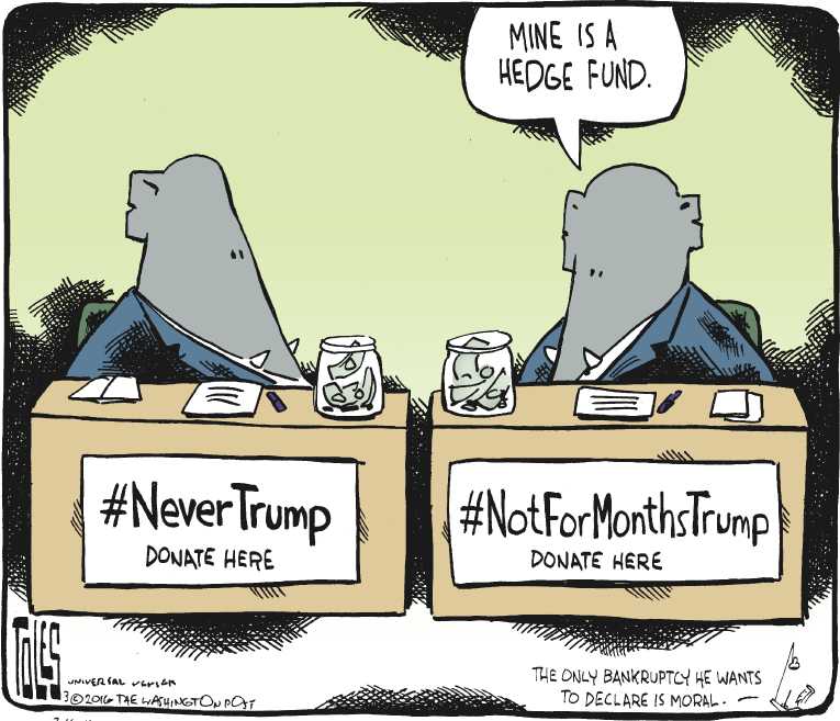Political/Editorial Cartoon by Tom Toles, Washington Post on Trump Widens Lead