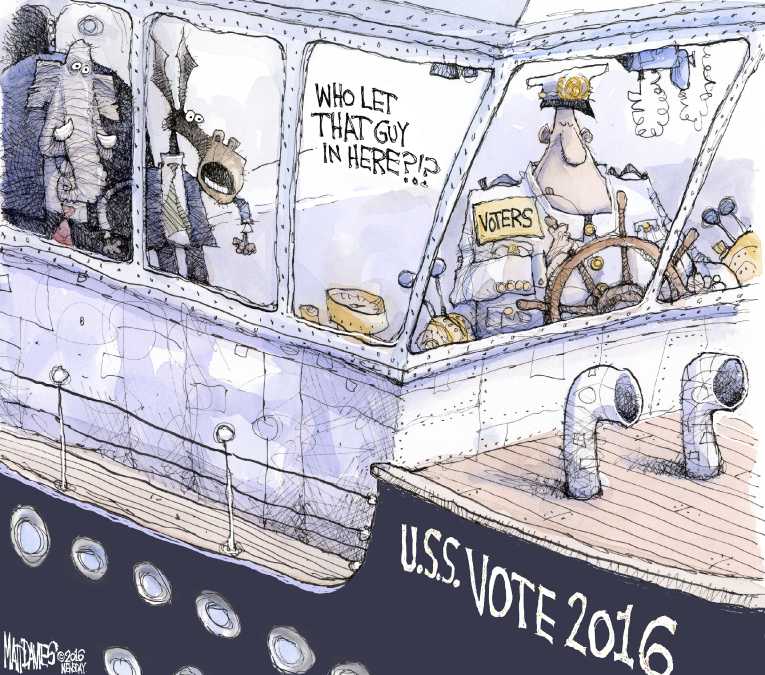 Political/Editorial Cartoon by Matt Davies, Journal News on Voters Excited