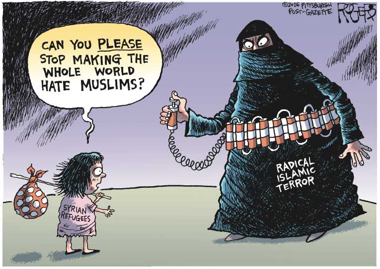 Political/Editorial Cartoon by Rob Rogers, The Pittsburgh Post-Gazette on Terrorism Strikes Brussels