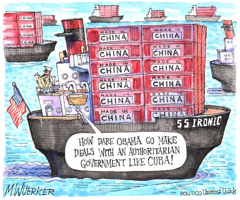 Political/Editorial Cartoon by Matt Wuerker, Politico on Obama Visits Cuba