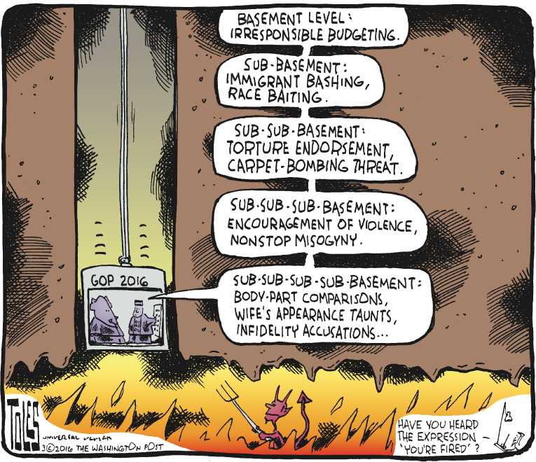 Political/Editorial Cartoon by Tom Toles, Washington Post on GOP Awaits Next President