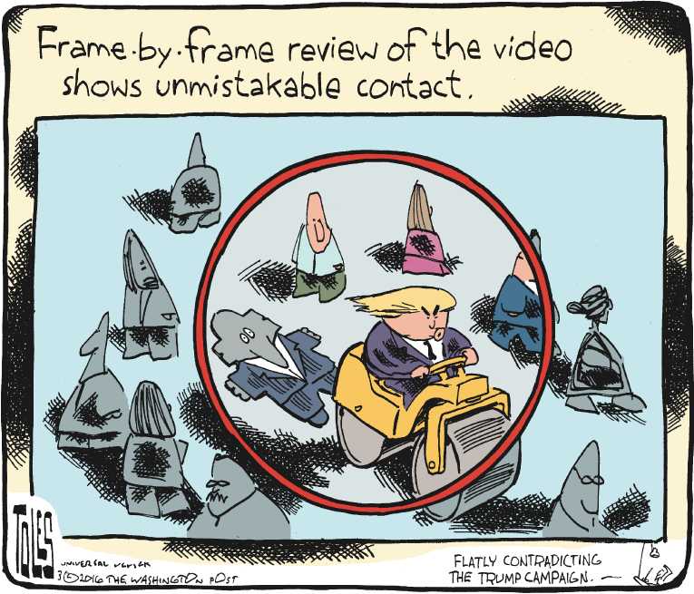Political/Editorial Cartoon by Tom Toles, Washington Post on Republican Race Growing Nastier