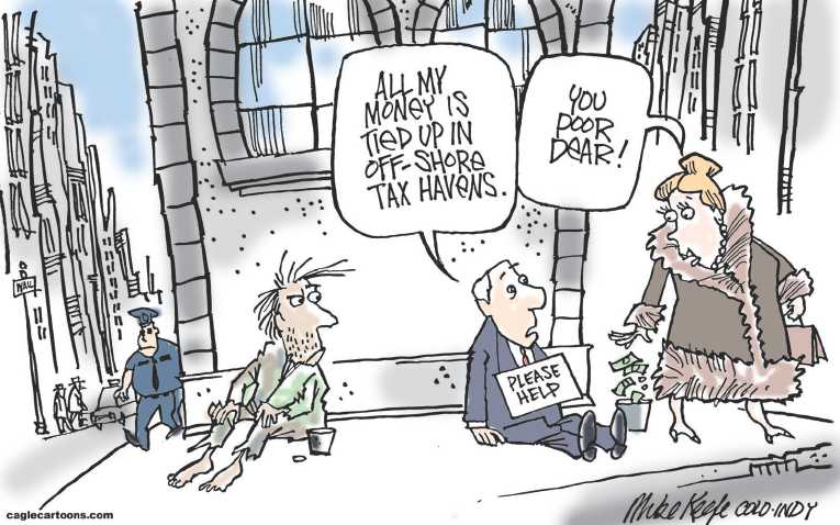 Political/Editorial Cartoon by Mike Keefe, Denver Post on Panama Tax Dodge Uncovered