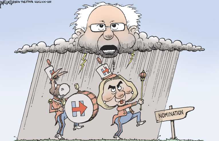 Political/Editorial Cartoon by Robert Ariail on Clinton Solidifies Support