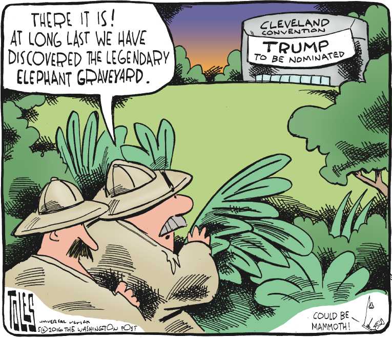 Political/Editorial Cartoon by Tom Toles, Washington Post on Trump to Be Nominee