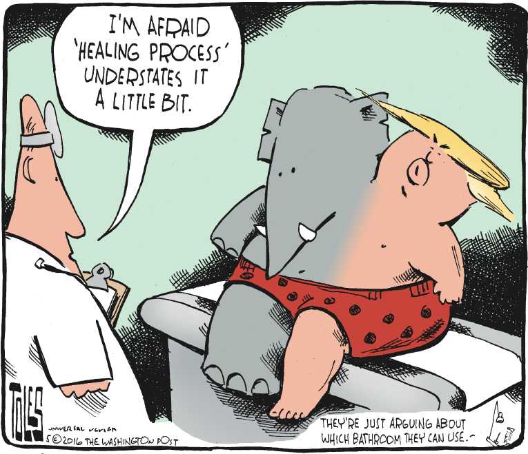 Political/Editorial Cartoon by Tom Toles, Washington Post on Trump Determined to Unite Party