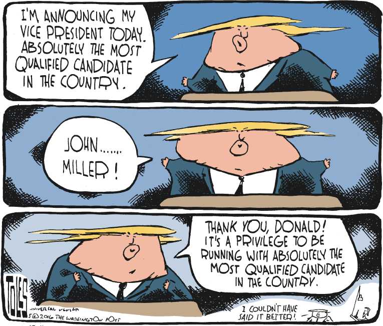 Political/Editorial Cartoon by Tom Toles, Washington Post on GOP Rallies Behind Trump
