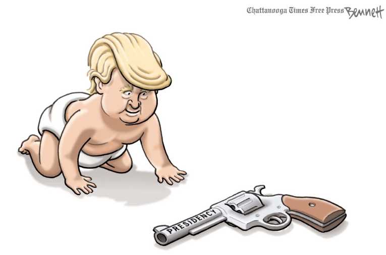 Political/Editorial Cartoon by Clay Bennett, Chattanooga Times Free Press on Trump Cruising